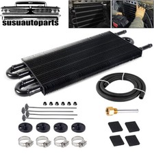 4 Rows Remote Transmission Oil Cooler Radiator Converter Kit Universal Aluminum picture