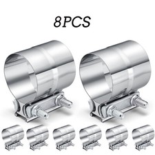 4/8pcs 2/2.5/3/3.5/4/5 Inch  Lap Joint Exhaust Band Clamp Stainless Steel T304 picture