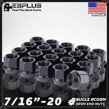 20 Chevrolet Open-End Lug Nut 7/16-20 Black Fit Camaro/Corvette/Blazer/Corvair picture