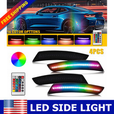4PCS RGB Color Changing Smoked LED Side Marker Lights For 2016-2024 Chevy Camaro picture