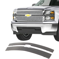 Fits 2014-2015 Chevy Silverado 1500 Upper Aluminum Chrome Billet Grille Insert picture