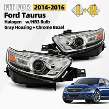 For 2014-2016 Ford Taurus Halogen Headlight w/HB3 Bulb Gray Housing Left+Right picture