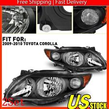 For 2009-2010 Toyota Corolla Headlights Left+Right Pair Black Housing Amber 2Set picture