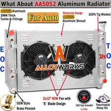 4 Row Aluminum Radiator+Shroud Fan For 1994-1998 Chevrolet P30 GMC P3500 5.7L V8 picture