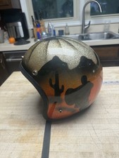 Vintage 1976 KRW 2500 Motorcycle Helmet Metalflake Desert Cactus Mural picture