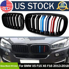 Gloss Black M Color Front Hood Kidney Grille Grill For BMW F15 F16 X5 X6 14-2018 picture