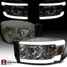 Fit 2006-2008 Dodge Ram 1500 2500 Smoke LED Bar Headlights Headlamps Left+Right picture