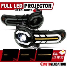 Black Smoke Fit 2007-2014 Toyota FJ Cruiser LED Projector Headlights Sequential picture