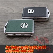 Leather Alloy Car Key Fob Case Cover Remote Keychain For Volvo XC90 XC60 S90 V90 picture