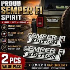 2 PCS Semper FI Edition Car/Truck/Toolbox Raised Emblem Metal Badge Universal picture