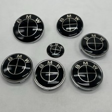 7Pcs Hood Trunk Emblem Centre Caps Badges Set 82mm 74mm 4x68mm 45mm for BMW picture