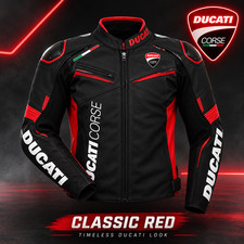 Ducati Corse C6 Black Men Motorbike Racing Leather Jacket picture