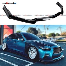 For 18-24 Infiniti Q50 Sport Winglet Style Gloss Black Front Bumper Lip Splitter picture