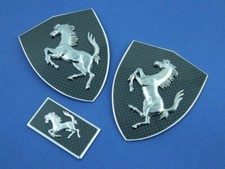 FERRARI CARBON FIBER SCUDERIA FENDER SHIELDS/BADGES/EMBLEMS + FRONT NOSE BADGE picture