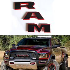1x OEM Black Ram Grille Emblem Badge 3D Logo for 2019 -2024 1500 Red Frame L picture