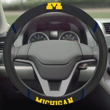 Brand New NCAA Michigan Wolverines Universal Fit Car Truck Steering Wheel Cover picture