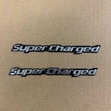 2x Silver SUPERCHARGED Universal Decal Sticker Emblems w/ Adhesive 2x Pc picture