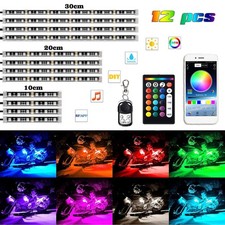 12X RGB Motorcycle LED Light Kit Under Glow Body Strip For Harley-Davidson Honda picture