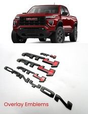 OVERLAY 5PCS Matte Black Door Grill Rear Red AT4 Canyon Emblem Fit 2023+ Canyon picture