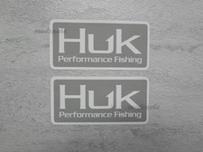 2x Huk Performance Grey/White Stickers Decals Sponsor Fishing Tackle Pick Size picture