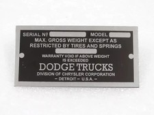 VINTAGE DODGE TRUCK 1928-1937 DATA PLATE |Fit For picture