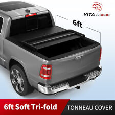 6 ft Bed Soft Tri-fold Tonneau Cover for 2016-2023 Toyota Tacoma Truck Top w/Led picture