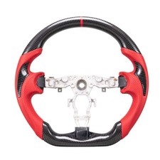 Real Carbon Fiber Red Leather Steering Wheel For Nissan 370z Juke Sentra 08-21 picture