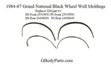 1982-87 Buick Grand National WE-4 W02 Black Wheel Well Opening Molding Set of 4 picture
