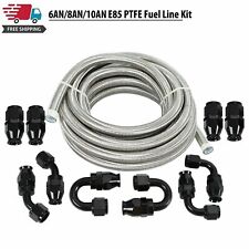 6/8/10AN Stainless Steel PTFE Fuel Line 20ft 10 Fittings Hose Kit E85 Silver picture