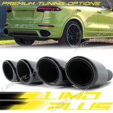 Black Quad Exhaust Tips Tail Pipes for Porsche Cayenne 958.1 2011-2014 Long Pipe picture