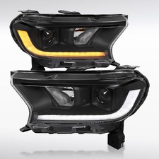 Fit 2019-23 Ford Ranger XL XLT Black Projector Headlights LED Sequential Signal picture