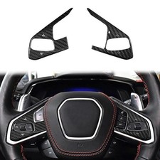 Real Carbon Fiber Steering Wheel Button Cover Trim for Corvette C8 2020-2023 picture