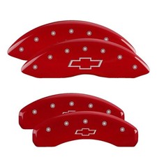 MGP Fits 4 Caliper Covers Engraved F & R Bowtie Red Finish Silver Char 2019 picture