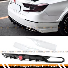 FOR 18-2022 ACCORD GLOSS BLACK LED REAR BUMPER DIFFUSER+ WHITE CORNER APRON SPAT picture