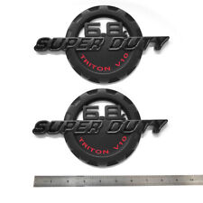 2x OEM 6.8L Super-Duty Triton V10 Emblem 6.8 Superduty Badge F 3D fits Black Red picture