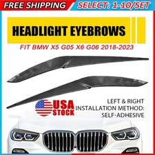 2-20x Carbon Fiber Headlight Eyebrow Cover Eyelid Trim Fit For BMW X5 G05 X6 G06 picture