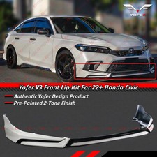 For 2022-2024 Honda Civic Yofer V3 Blk Pearl White Front Bumper Lip Splitter Kit picture