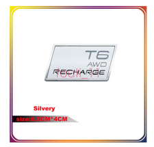 For Volvo T6 AWD Recharge Rear Emblem Boot Trunk Sticker Badge Silver picture