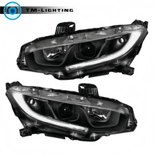 Headlights For Honda Civic 2016-20 2021 Projector Black Halogen W/DRL Right+Left picture