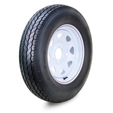 FC Trailer Tire Assembly ST205/75D15 6-Ply White Spoke Rim 5 Lug on 4.5