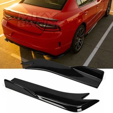 Pair Glossy Black Rear Bumper Splitter Canards for Dodge Charger picture