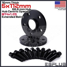 [2] 15mm Thick BMW G-Body 5x112 C.B 66.6 Wheel Spacer Kit 14x1.25 Bolts Included picture