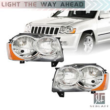 Fit For 2008-2010 Jeep Grand Cherokee Halogen Chrome Lamps Headlight Left&Right picture