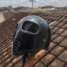Custom Retro Motorcycle Helmet Alien Plain Full Black New Full Face Helmet picture