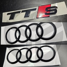 New Audi TTS MK3 2014-2023 TTS Gloss Black Badges BONNET/BOOT (Curved OEM) picture