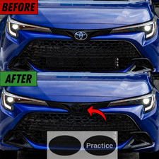 FOR 2019-2026 TOYOTA COROLLA HATCHBACK FRONT EMBLEM SMOKE TINT VINYL OVERLAY picture