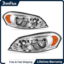 DimFlux Headlights for 2006-2013 Chevy Impala Amber Reflector Chrome Housing picture
