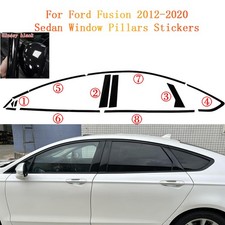 Glossy/Carbon Fiber Black Chrome Delete Window Trims For Ford Fusion 2013-2020 picture