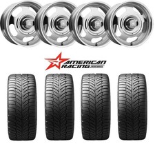 RALLY WHEEL TIRE PACKAGE 235 60 17 CHROME DERBY CAP SIX 6 LUGS SQUARE BODY C10 picture