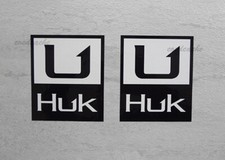 2x Huk Black/White Stickers Decals Sponsor Fishing Bass Boat Angler Pick Size picture